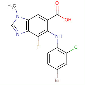 Structure of 1H-Benzimidazole-6-carboxylic acid, 5-[(4-bromo-2-chlorophenyl)amino]-4-fluoro-1-methyl-