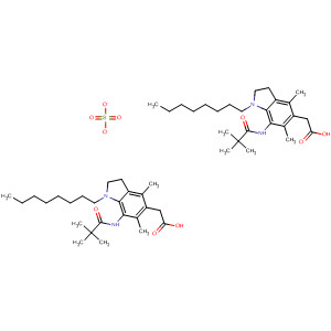 Structure of 1H-Indole-5-acetic acid,7-[(2,2-dimethyl-1-oxopropyl)amino]-2,3-dihydro-4,6-dimethyl-1-octyl-,sulfate (2:1)