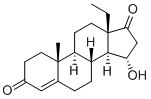 13BETA-乙基-15ALPHA-羟基甾烷-4-烯-3,17-二酮结构式
