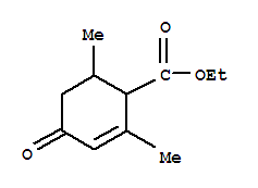 Structure of ethyl 2,6-dimethyl-4-oxocyclohex-2-ene-1-carboxylate