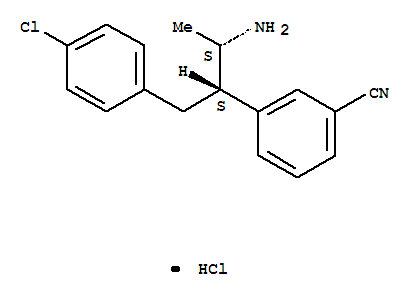 Structure of Benzonitrile, 3-[(1S,2S)-2-amino-1-[(4-chlorophenyl)methyl]propyl]-, hydrochloride (1:1)