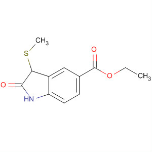 1H-Indole-5-carboxylic acid, 2,3-dihydro-3-(methylthio)-2-oxo-, ethylester结构式