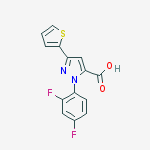 2-(2,4-difluorophenyl)-5-thiophen-2-ylpyrazole-3-carboxylic acid结构式