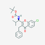 Structure of (R)-tert-butyl 1-(3-benzyl-7-chloro-4-oxo-4H-chromen-2-yl)-2-methylpropylcarbamate