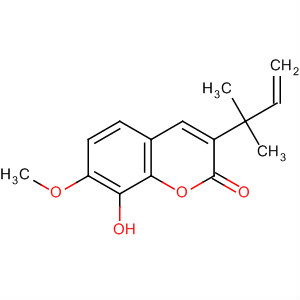 Structure of 2H-1-Benzopyran-2-one,3-(1,1-dimethyl-2-propenyl)-8-hydroxy-7-methoxy-