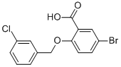 Structure of 5-bromo-2-[(3-chlorobenzyl)oxy]benzoic acid