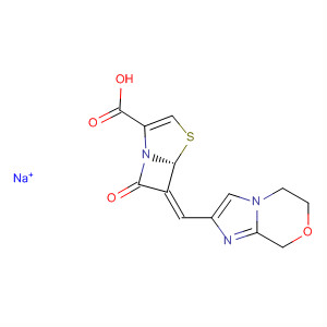 4-Thia-1-azabicyclo[3.2.0]hept-2-ene-2-carboxylic acid,6-[(5,6-dihydro-8H-imidazo[2,1-c][1,4]oxazin-2-yl)methylene]-7-oxo-,sodium salt, (5R,6Z)-结构式