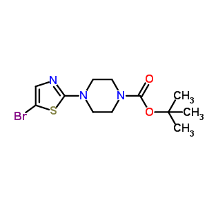 4-(5-Bromo-thiazol-2-yl)-piperazine-1-carboxylic acid tert-butyl ester结构式