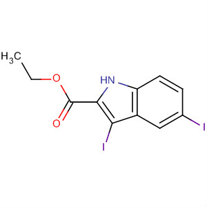 Structure of 1H-Indole-2-carboxylic acid, 3,5-diiodo-, ethyl ester