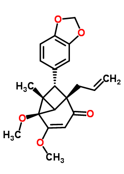 Structure of (2R,6S,7S,8R)-7-(1,3-benzodioxol-5-yl)-2,3-dimethoxy-8-methyl-6-(prop-2-en-1-yl)tricyclo[4.2.0.0~2,8~]oct-3-en-5-one