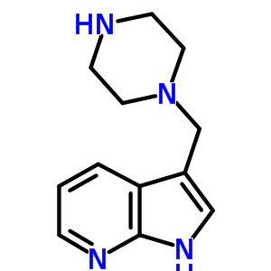 Structure of 1H-Pyrrolo[2,3-b]pyridine, 3-(1-piperazinylmethyl)-