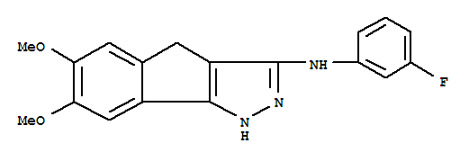 (6,7-Dimethoxy-1,4-dihydroindeno[1,2-c]pyrazol-3-yl)(3-fluorophenyl)amine结构式