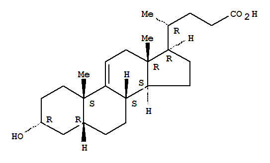 Structure of (3alpha,5beta)-3-hydroxychol-9(11)-en-24-oic acid