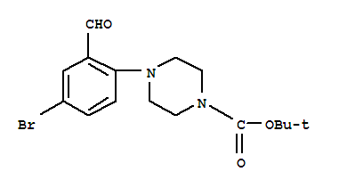 Structure of 4-(4-Bromo-2-formyl-phenyl)-piperazine-1-carboxylic acid tert-butyl ester