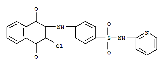 4-[(3-chloro-1,4-dioxo-1,4-dihydronaphthalen-2-yl)amino]-N-(pyridin-2-yl)benzenesulfonamide结构式