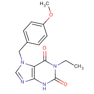 Structure of 1H-Purine-2,6-dione, 1-ethyl-3,7-dihydro-7-[(4-methoxyphenyl)methyl]-