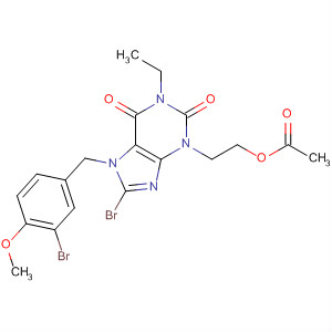 Structure of 1H-Purine-2,6-dione,3-[2-(acetyloxy)ethyl]-8-bromo-7-[(3-bromo-4-methoxyphenyl)methyl]-1-ethyl-3,7-dihydro-