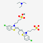 Structure of 4-[5-chloro-2-(2-{[5-chloro-3-(4-sulfobutyl)-1,3-benzothiazol-2(3H)-ylidene]methyl}but-1-en-1-yl)-1,3-benzothiazol-3-ium-3-yl]butane-1-sulfonate - N,N-diethylethanamine (1:1)