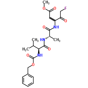 N-[(benzyloxy)carbonyl]-L-valyl-N-[3-fluoro-1-(2-methoxy-2-oxoethyl)-2-oxopropyl]-L-alaninamide结构式