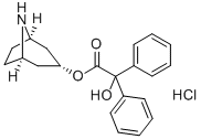 Structure of alpha-Hydroxy-alpha-phenylbenzeneacetic acid (3-endo)-8-azabicyclo[3.2.1]oct-3-yl ester hydrochloride