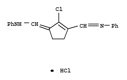 Structure of N,N'-[(2-chlorocyclopent-1-en-1-yl-3-ylidene)di(E)methylylidene]dianiline hydrochloride