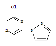 Structure of 2-Chloro-6-(1H-pyrazol-1-yl)pyrazine 95%