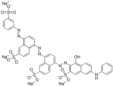 Structure of tetrasodium 5-[[1-hydroxy-6-(phenylamino)-3-sulphonato-2-naphthyl]azo]-8-[[6-sulphonato-4-[(3-sulphonatophenyl)azo]naphthyl]azo]naphthalene-2-sulphonate