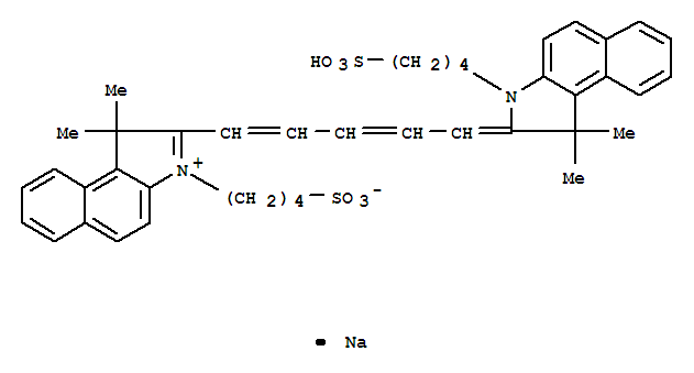 Structure of sodium 4-[(2E)-2-{(2E,4E)-5-[1,1-dimethyl-3-(4-sulfonatobutyl)-1H-benzo[e]indolium-2-yl]penta-2,4-dien-1-ylidene}-1,1-dimethyl-1,2-dihydro-3H-benzo[e]indol-3-yl]butane-1-sulfonate