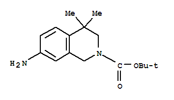 Structure of tert-butyl 7-amino-4,4-dimethyl-3,4-dihydroisoquinoline-2(1H)-carboxylate