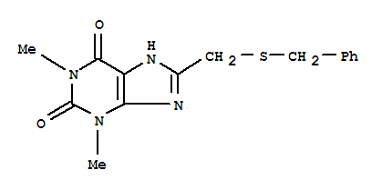 Structure of 8-[(benzylsulfanyl)methyl]-1,3-dimethyl-3,7-dihydro-1H-purine-2,6-dione
