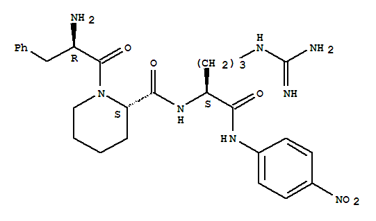 (2S)-N-{(2S)-5-[(diaminomethylidene)amino]-1-[(4-nitrophenyl)amino]-1-oxopentan-2-yl}-1-(D-phenylalanyl)piperidine-2-carboxamidato(3-)结构式