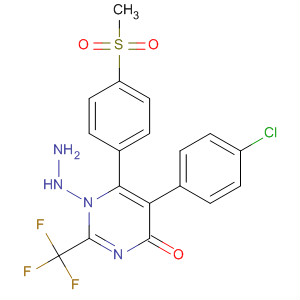 Structure of 4(1H)-Pyrimidinone,5-(4-chlorophenyl)-6-[4-(methylsulfonyl)phenyl]-2-(trifluoromethyl)-,hydrazone