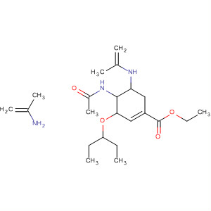 Structure of 1-Cyclohexene-1-carboxylic acid,4-(acetylamino)-5-(di-2-propenylamino)-3-(1-ethylpropoxy)-, ethyl ester,(3R,4R,5S)-