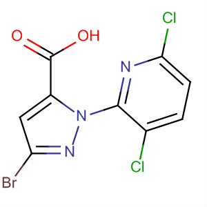 Structure of 1H-Pyrazole-5-carboxylic acid, 3-bromo-1-(3,6-dichloro-2-pyridinyl)-