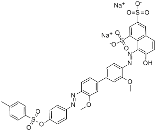 Structure of disodium 8-[[3,3-dimethoxy-4-[[4-[[(p-tolyl)sulphonyl]oxy]phenyl]azo][1,1-biphenyl]-4-yl]azo]-7-hydroxynaphthalene-1,3-disulphonate