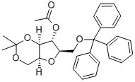 4-O-乙酰基-2,5-酐-1,3-O-异亚丙基-6-O-三苯甲游基-D-葡萄烯糖结构式