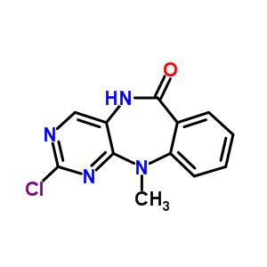 2-氯-11-甲基-5H-苯并[E]嘧啶[5,4-B][1,4]二氮杂卓-6(11H)-酮结构式