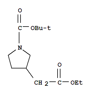 Structure of tert-butyl 3-(2-ethoxy-2-oxoethyl)pyrrolidine-1-carboxylate