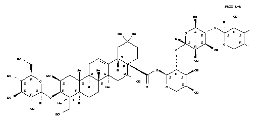 Structure of Olean-12-en-28-oicacid, 3-(b-D-glucopyranosyloxy)-2,16,23-trihydroxy-,O-D-apio-b-D-furanosyl-(1®3)-O-b-D-xylopyranosyl-(1®4)-O-6-deoxy-a-L-mannopyranosyl-(1®2)-a-L-arabinopyranosyl ester, (2b,3b,4b,16a)-