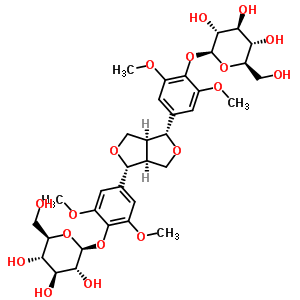 Structure of (7beta,7beta,8beta,8beta)-4,4-bis(beta-D-glucopyranosyloxy)-3,3,5,5-tetramethoxy-7,9:7,9-diepoxylignan