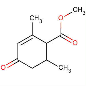 Structure of 2-Cyclohexene-1-carboxylic acid, 2,6-dimethyl-4-oxo-, methyl ester