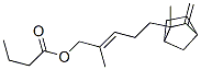 Structure of 2-methyl-5-(2-methyl-3-methylenebicyclo[2.2.1]hept-2-yl)pent-2-enyl butyrate