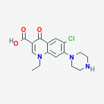 Structure of 3-QUINOLINECARBOXYLIC ACID,1,4-DIHYDRO-6-CHLORO-1-ETHYL-4-OXO-7-(PIPERAZIN-1-YL)-