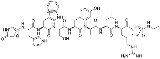 GLP-HIS-TRP-SER-TYR-D-ALA-LEU-ARG-PRO-NHET结构式