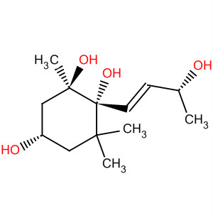 Chemical structure of 1,2,4-Cyclohexanetriol, 1-[(1E,3R)-3-hydroxy-1-butenyl]-2,6,6-trimethyl-,(1R,2R,4S)-