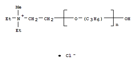 Structure of Polyoxy(methyl-1,2-ethanediyl), .alpha.-2-(diethylmethylammonio)ethyl-.omega.-hydroxy-, chloride