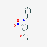 Structure of Benzoic acid, 3-nitro-4-[(phenylmethyl)amino]-, methyl ester
