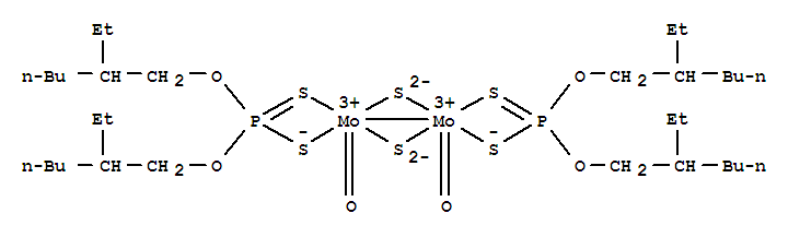 Structure of bis[O,O-bis(2-ethylhexyl) dithiophosphorato-S,S]dioxodi-mu-thioxodimolybdenum