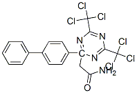 Structure of 2-[1,1-biphenyl]-4-yl-4,6-bis(trichloromethyl)-1,3,5-triazin-2-acetamide
