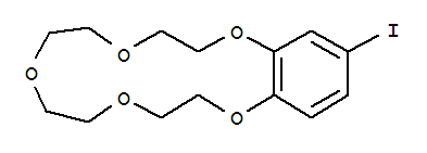 15-iodo-2,3,5,6,8,9,11,12-octahydro-1,4,7,10,13-benzopentaoxacyclopentadecine结构式